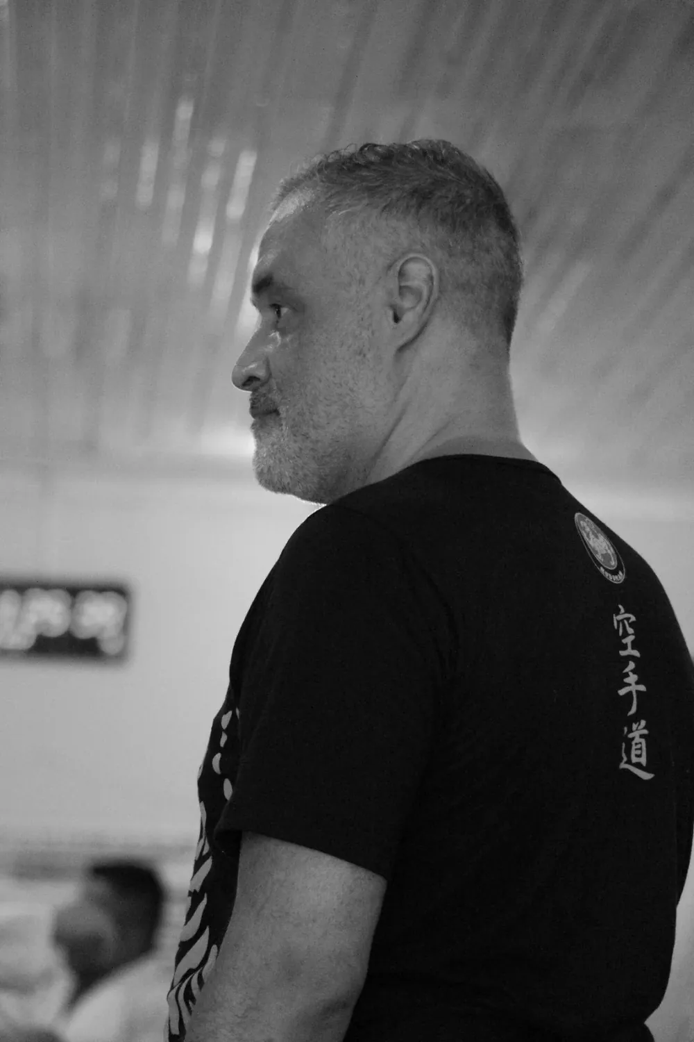 Tulio Karam em postura de karatê Shotokan — concentração